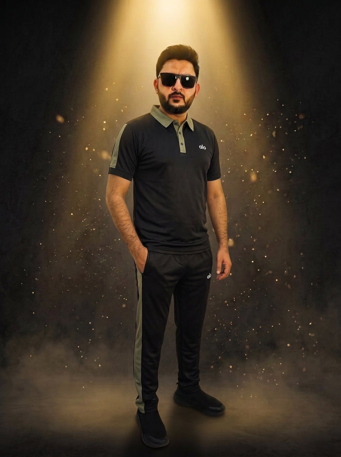 Men's Premium Polo Tracksuit – Contrast Collar Dri-Fit Suit | Gym & Casual Wear