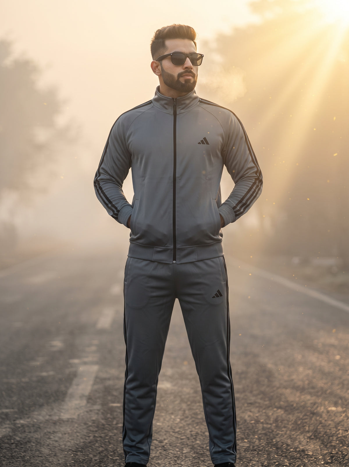 Men's Zip-Up 3-Stripe Winter Tracksuit – 220 GSM Warm Imported Fabric | Premium 2-Piece Set | 4 Colors – Nighat Apparel