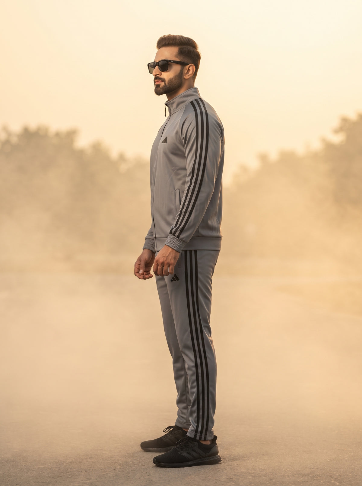 Men's Zip-Up 3-Stripe Winter Tracksuit – 220 GSM Warm Imported Fabric | Premium 2-Piece Set | 4 Colors – Nighat Apparel