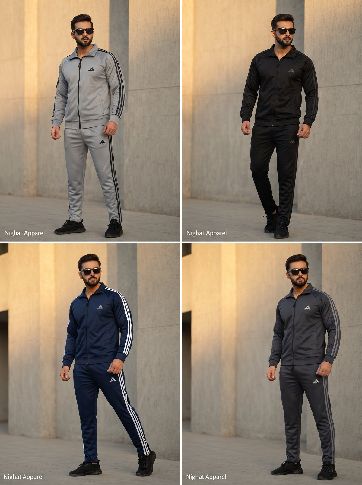 Men's Zip-Up 3-Stripe Winter Tracksuit – 220 GSM Warm Imported Fabric | Premium 2-Piece Set | 4 Colors – Nighat Apparel