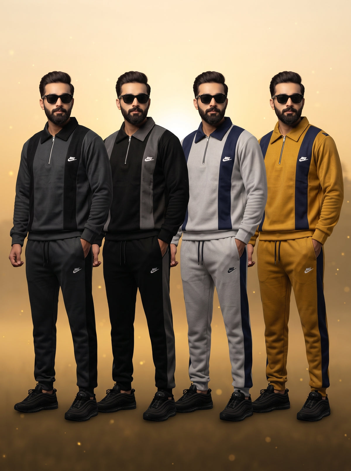 Men's Half-Zip Micro Fleece Tracksuit – 280 GSM Ultra-Warm Winter 2-Piece Set | Sizes 34-36 | 4 Colors – Nighat Apparel